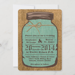 12x18 Mason Jar Burlap Country Wedding Einladung