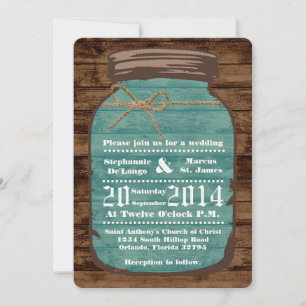 12x18 Mason Jar Wood Country Rust Einladung Hochze