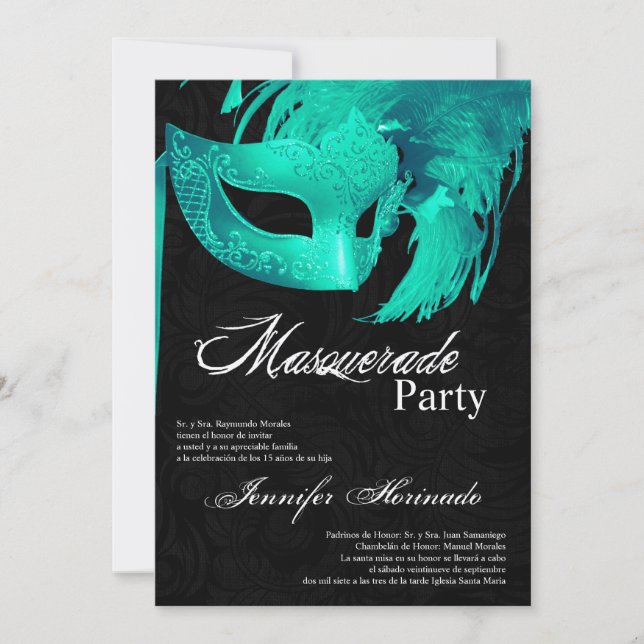 12x18 Masquerade Quinceanera Birthday Einladung (Vorderseite)