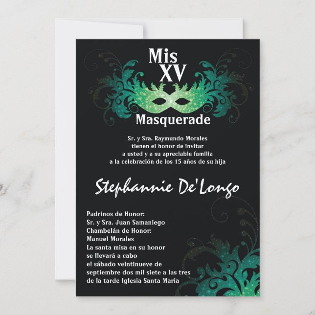 12x18 Masquerade Quinceanera Birthday Einladung (Vorderseite)