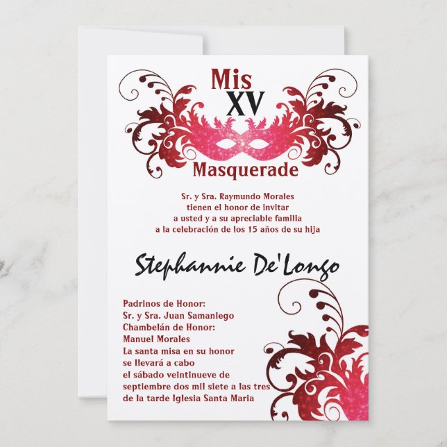 12x18 Masquerade Quinceanera Birthday Einladung (Vorderseite)