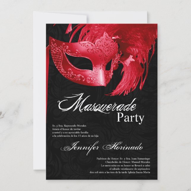12x18 Masquerade Quinceanera Birthday Einladung (Vorderseite)