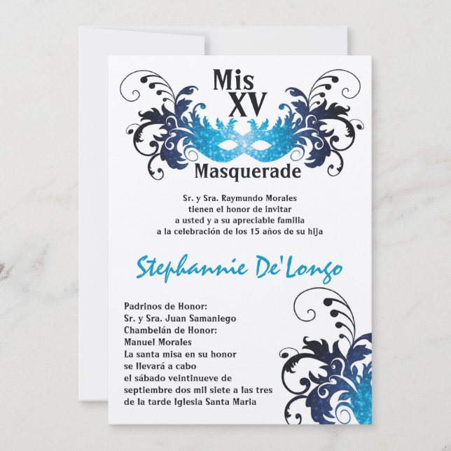 12x18 Masquerade Quinceanera Birthday Einladung (Vorderseite)