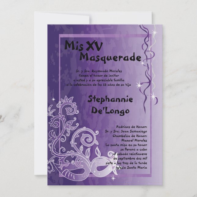 12x18 Masquerade Quinceanera Birthday Einladung (Vorderseite)