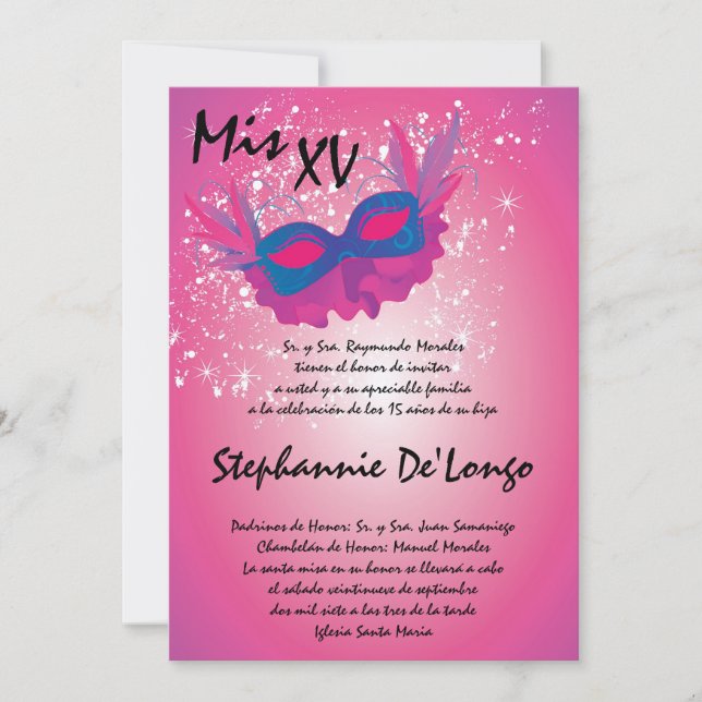12x18 Masquerade Quinceanera Birthday Einladung (Vorderseite)