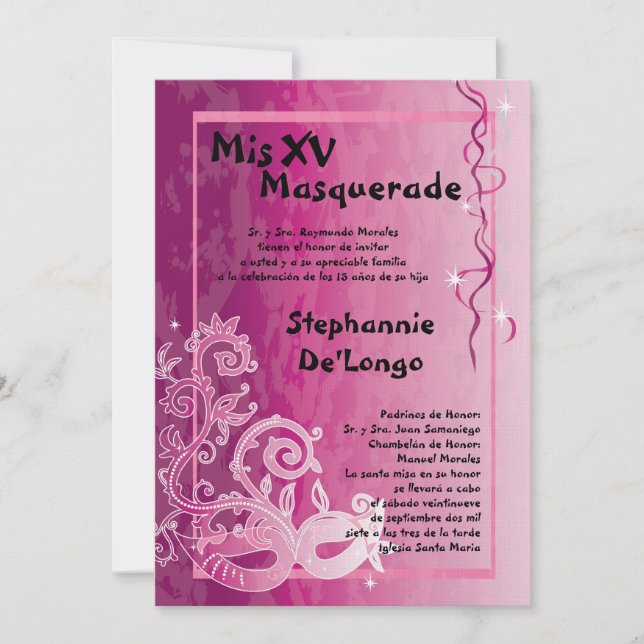 12x18 Masquerade Quinceanera Birthday Einladung (Vorderseite)