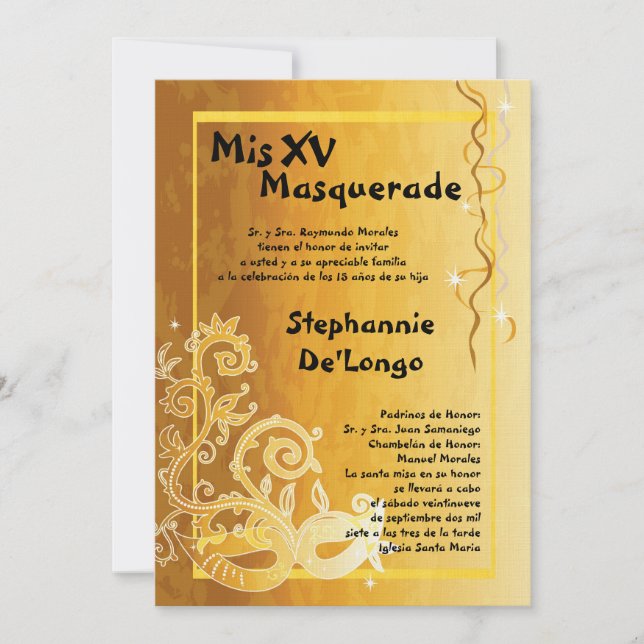 12x18 Masquerade Quinceanera Birthday Einladung (Vorderseite)