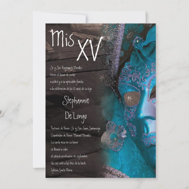 12x18 Masquerade Quinceanera Birthday Einladung (Vorderseite)