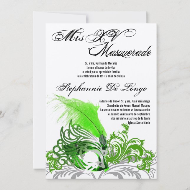 12x18 Masquerade Quinceanera Birthday Einladung (Vorderseite)