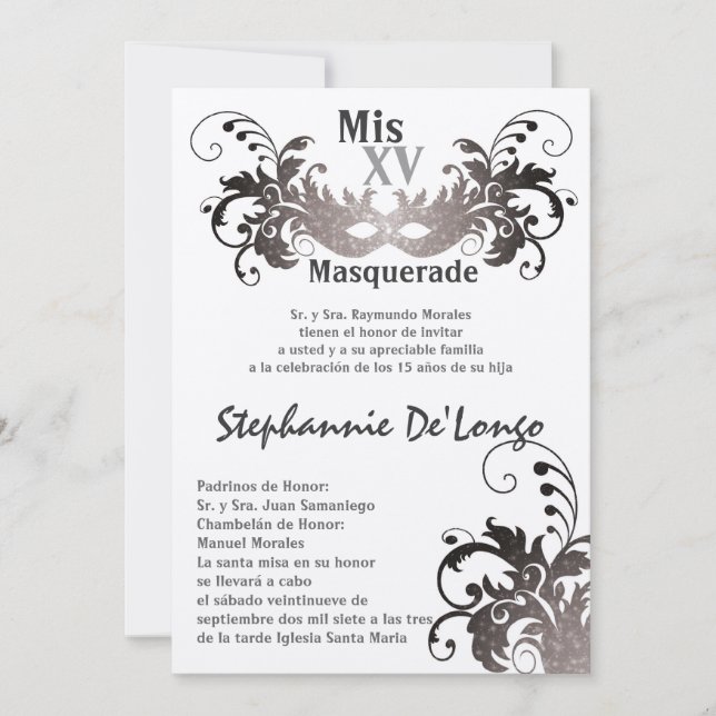 12x18 Masquerade Quinceanera Birthday Einladung (Vorderseite)