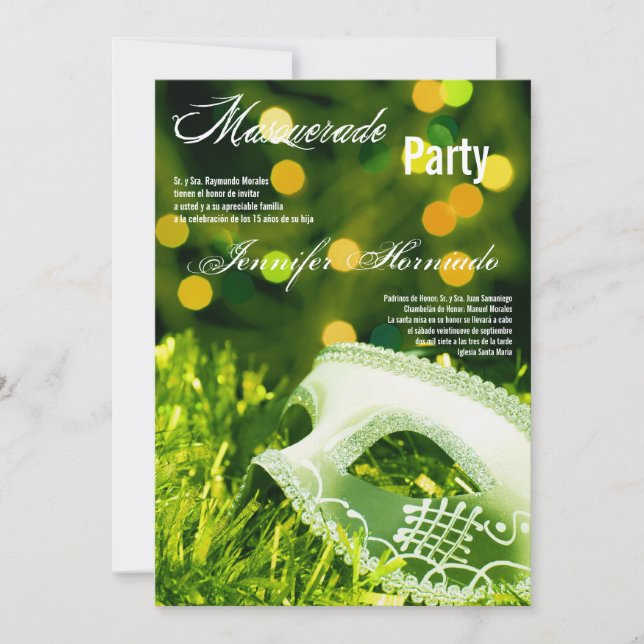 12x18 Masquerade Quinceanera Birthday Einladung (Vorderseite)