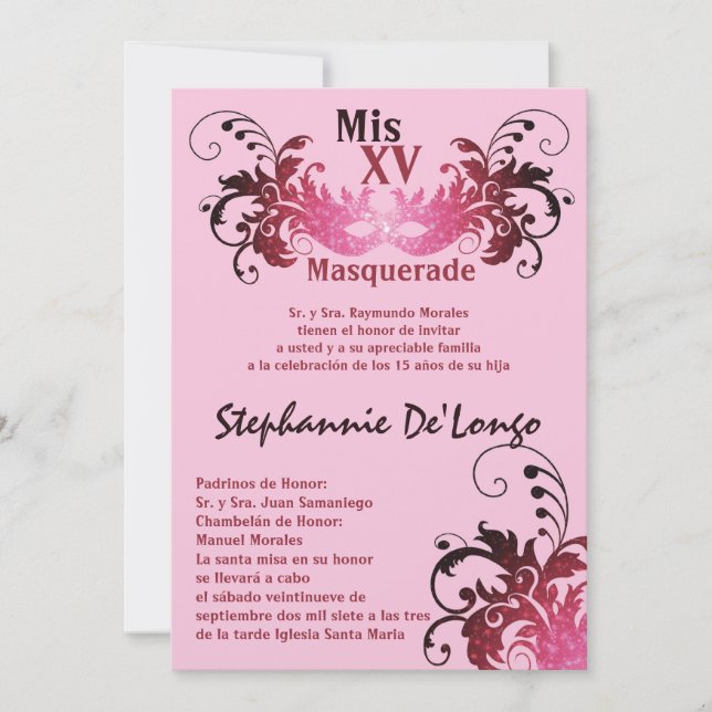 12x18 Masquerade Quinceanera Birthday Einladung (Vorderseite)