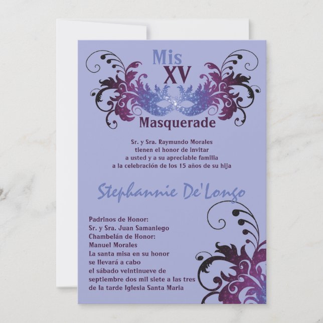 12x18 Masquerade Quinceanera Birthday Einladung (Vorderseite)