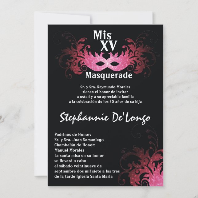 12x18 Masquerade Quinceanera Birthday Einladung (Vorderseite)