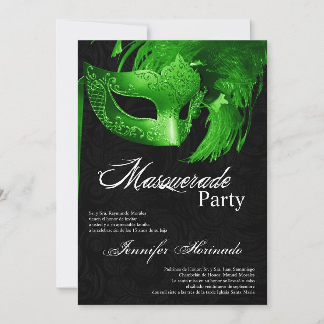 12x18 Masquerade Quinceanera Birthday Einladung (Vorderseite)