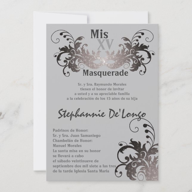 12x18 Masquerade Quinceanera Birthday Einladung (Vorderseite)