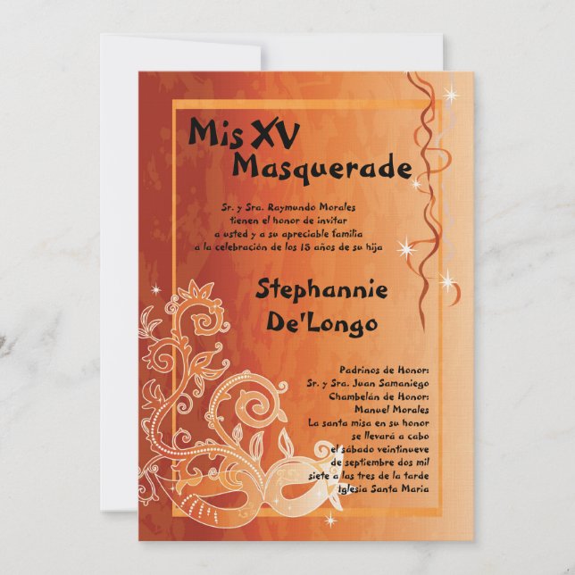 12x18 Masquerade Quinceanera Birthday Einladung (Vorderseite)