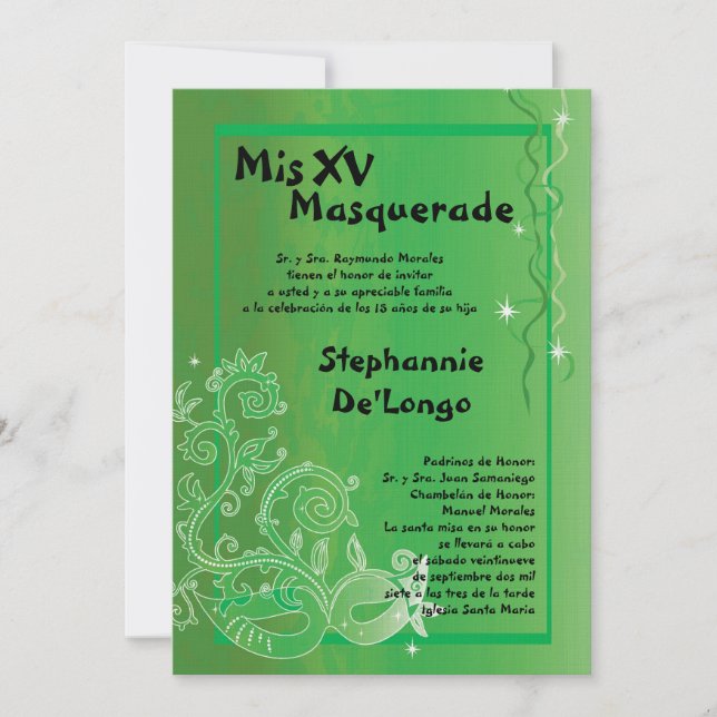 12x18 Masquerade Quinceanera Birthday Einladung (Vorderseite)