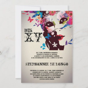12x18 Masquerade Quinceanera Geburtstag Einladung