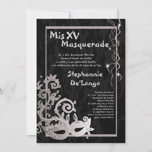 12x18 Masquerade Quinceanera Geburtstag Einladung (Vorderseite)