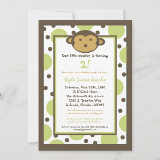 12x18 Modern Mod Monkey Geburtstagsparty Einladung
