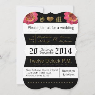 12x18 Modern Stripe Black Floral Wedding Einladung