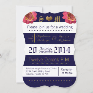 12x18 Modern Stripe Navy Blues Hochzeit Einladung