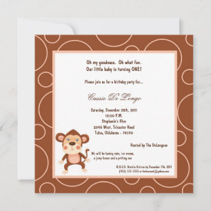 12x18 Monkey Pok-a-Dot Geburtstagsparty Einladung