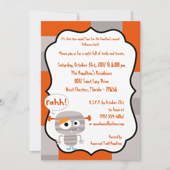 12x18 Monster Bash Halloween-Party Einladung (Vorderseite)