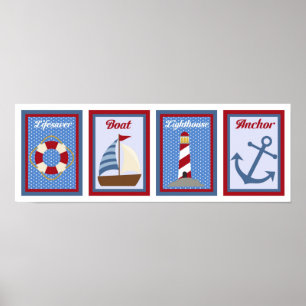 12x18 Nautic Wall Art Collection Poster