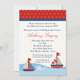 12x18 Nautical Segelboot Einladung zum Geburtstag
