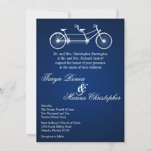 12x18 Navy Blue Double Bike Hochzeit Einladung