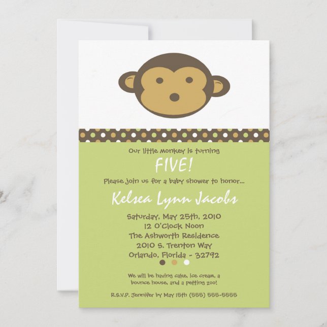 12x18 Neut Modern Mod Monkey Birthday Par Einladun Einladung (Vorderseite)