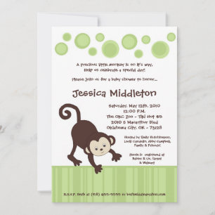 12x18 Neutra Pop Monkey Dance Baby Shower Einladun Einladung