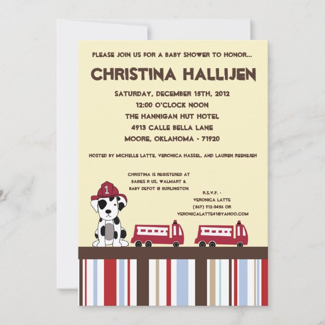 12x18 Nojo Feuer-Motor-Baby-Duschen-Einladung Einladung (Vorderseite)