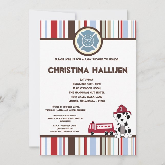 12x18 Nojo Fire Motor Kinderdusche Einladung (Vorderseite)