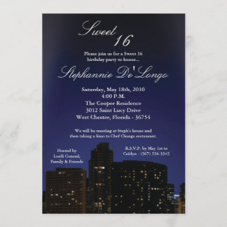 12x18 NY City Lights Sweet 16 Geburtstag Einladung