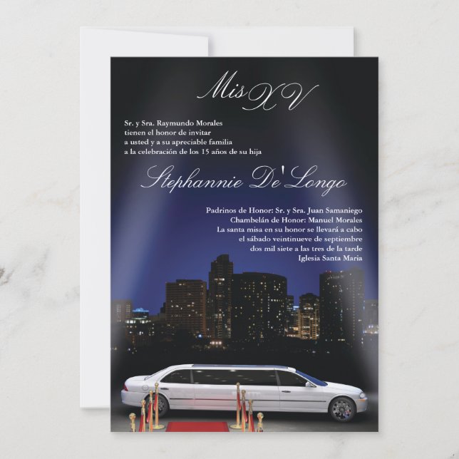 12x18 NY City Limo Quinceanera Einladung (Vorderseite)
