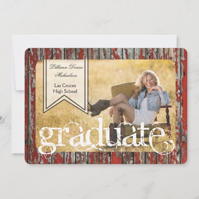 12x18 Old Red Barn Wood Weather Senior Ankündigung (Vorderseite)