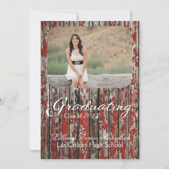 12x18 Old Red Barn Wood Weather Senior Ankündigung (Vorderseite)