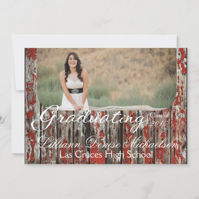 12x18 Old Red Barn Wood Weather Senior Ankündigung (Vorderseite)