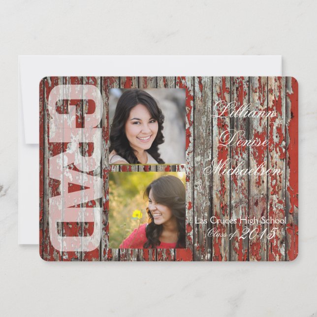 12x18 Old Red Barn Wood Weather Senior Ankündigung (Vorderseite)