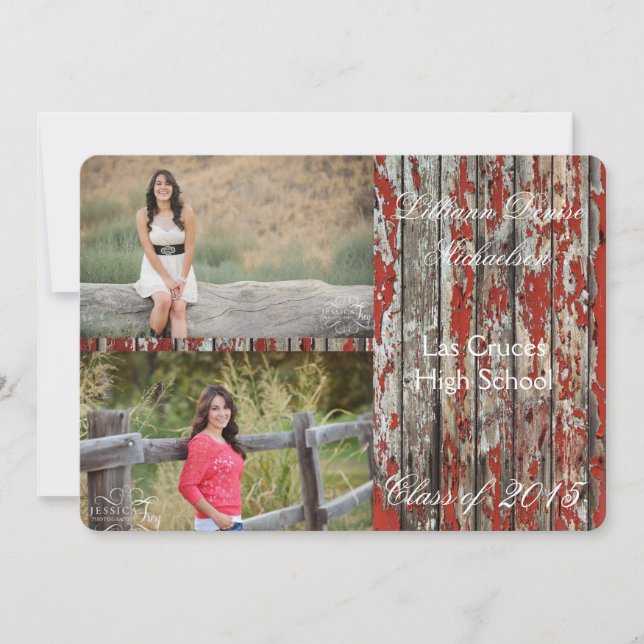 12x18 Old Red Barn Wood Weather Senior Ankündigung (Vorderseite)