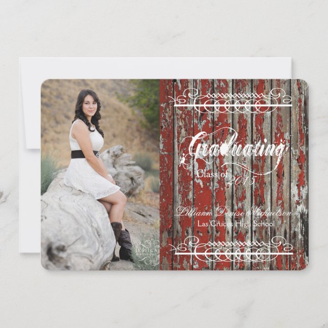 12x18 Old Red Barn Wood Weather Senior Ankündigung (Vorderseite)