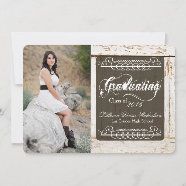 12x18 Old White Barn Wood Weathe Senior Ankündigun Ankündigung (Vorderseite)