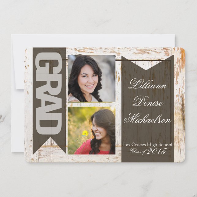 12x18 Old White Barn Wood Weathe Senior Ankündigun Ankündigung (Vorderseite)