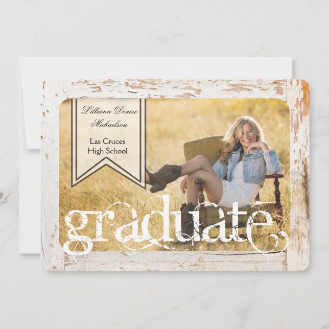 12x18 Old White Barn Wood Weathe Senior Ankündigun Ankündigung (Vorderseite)