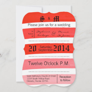 12x18 Ombre Stripe Red Line Fade Hochzeit Einladun Einladung