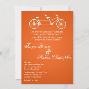 12x18 Orange Double Bike Wedding Einladung