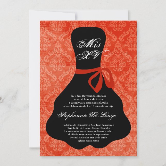 12x18 Orange Dress Quinceanera Birthday Einladung (Vorderseite)